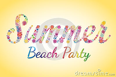 Summer Beach Party Vector Flower Typography Vector Illustration