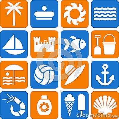 Summer and beach pictograms Vector Illustration