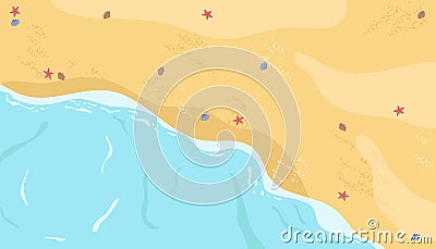 Summer beach seascape, seashore landscape scenery Vector Illustration