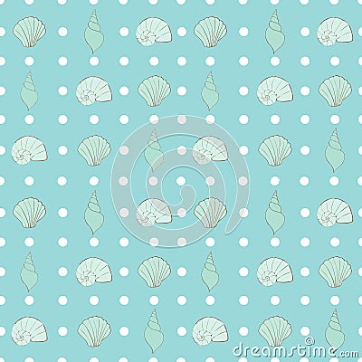 Summer Beach Seashore Small Polka Dots Seamless Repeat Pattern Vector Vector Illustration