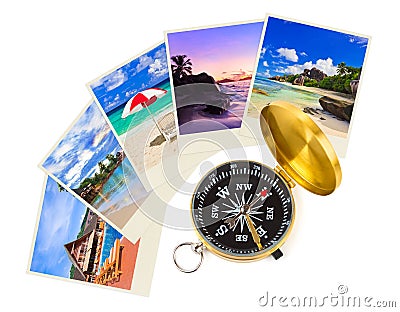 Summer beach shots and compass Stock Photo