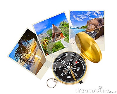 Summer beach shots and compass Stock Photo