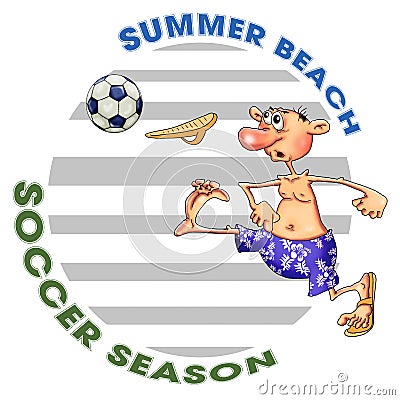 Summer beach. Soccer season. Illustration for print Stock Photo