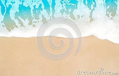 Summer beach with soft wave of blue ocean and brown sand nature. Top view. beautiful sea with clear aqua water and clean sandy Stock Photo