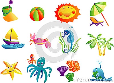 Summer Beach Travel Clip Art Vector Illustration