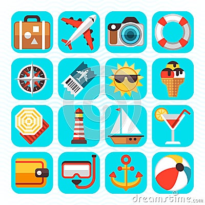 Summer beach travel vacation and tourism Vector Illustration