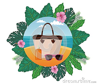 Summer beach and vacation cartoon Vector Illustration