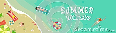 Summer Beach Vacation Seaside Sand Tropical Holiday Banner Vector Illustration