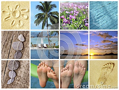 Summer beach vacations, nature travel and tourism collage Stock Photo