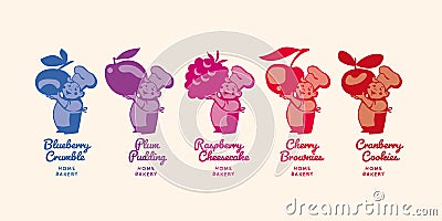 Summer berries and fruits in hands of little cook Vector Illustration