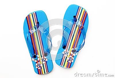 Summer Blue Flip Flop Sandals Stock Photo