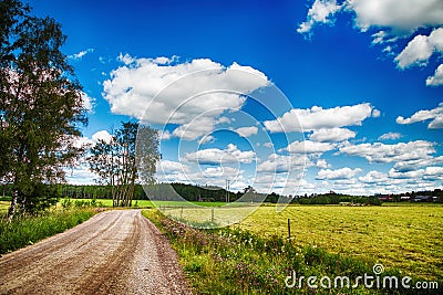 Summer with blue sky in Varmland Stock Photo