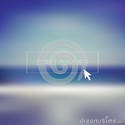 Summer blurred background with ghost button. Beach Vector Illustration