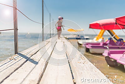 Summer blurry background, entertainment, catamarans Stock Photo