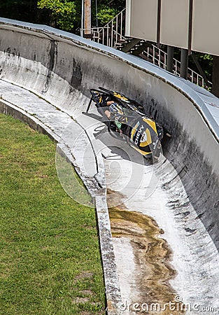 Summer Bobsledding, Lake Placid, NY Editorial Stock Photo