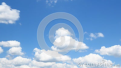 Summer bright blue sky and beautiful white fluffy clouds. Weather forecast concept. Oxygen, environment. Stock Photo