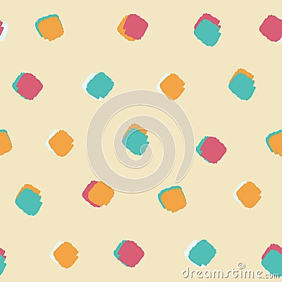 Summer bright colourful ink brush square dot pattern seamless background Vector Illustration