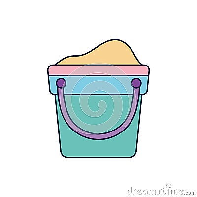 Summer bucket with sand detailed style Vector Illustration