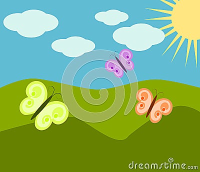 Summer butterflies Vector Illustration