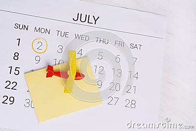 Summer Calendar Schedule. Stock Photo