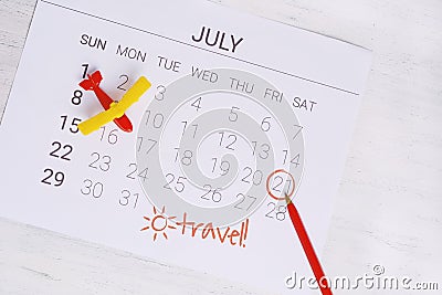 Summer Calendar Schedule. Stock Photo