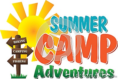 Summer Camp Adventures Logo with sign Vector Illustration