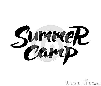 Summer camp hand drawn brush lettering Vector Illustration