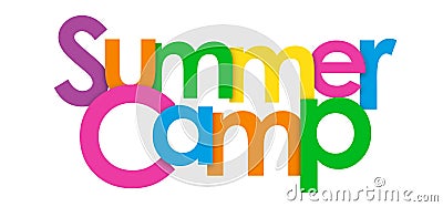 SUMMER CAMP overlapping letters banner Stock Photo