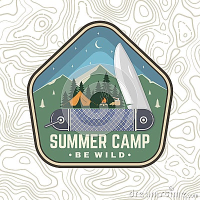 Summer camp patch. Be wild. Vector. Concept for shirt or badge, overlay, print, stamp or tee. Vintage typography design Vector Illustration