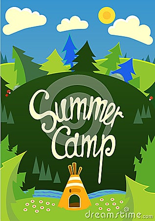Summer Camp poster. Vector Illustration