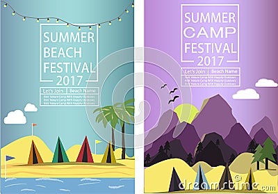 Summer camp.Poster template.Vector illustration Vector Illustration
