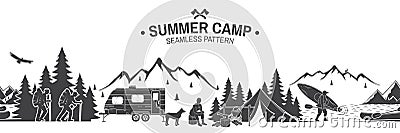 Summer camp seamless pattern. Vector illustration. Vector Illustration