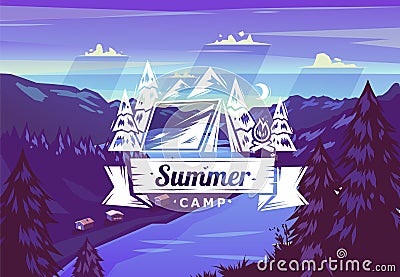 Summer camp typography design on vector background Vector Illustration