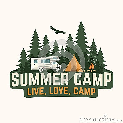 Summer camp. Vector illustration. Concept for shirt or logo, print, stamp or tee. Vector Illustration