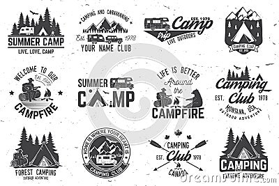 Summer camp. Vector illustration. Concept for shirt or logo, print, stamp or tee. Vector Illustration