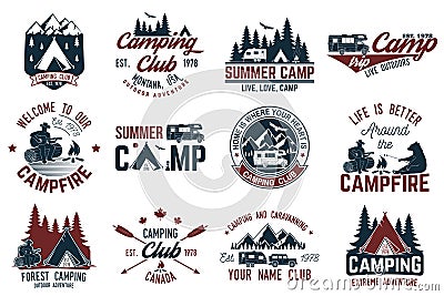 Summer camp. Vector illustration. Concept for shirt or logo, print, stamp or tee. Vector Illustration