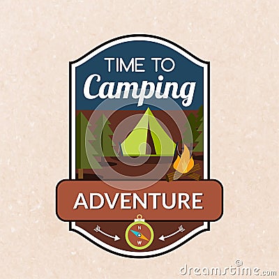 Summer Camping Emblem Vector Illustration
