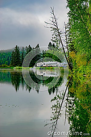 Summer Camping by the lake Stock Photo