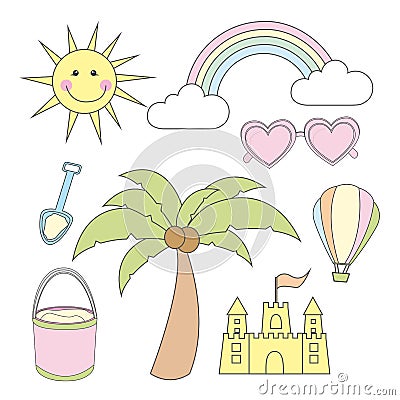 Summer cartoons elements Vector Illustration