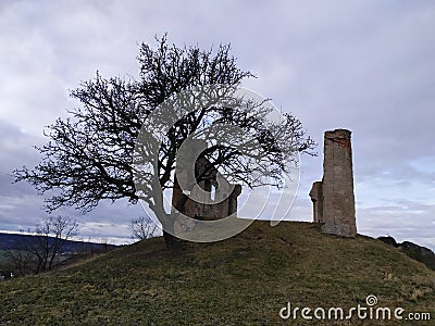 Ruins of summer castle on the hill Stock Photo