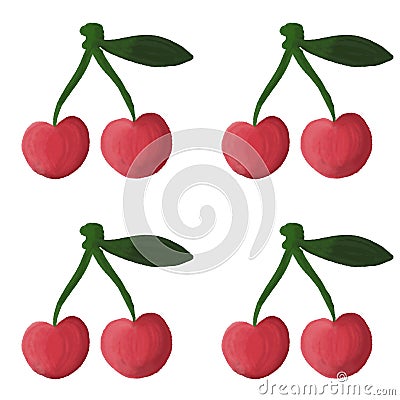 Summer cherry print for fabrics and textiles and packaging and wrapping paper and hobbies and kids Stock Photo