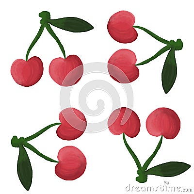 Summer cherry print for fabrics and textiles and packaging and wrapping paper and hobbies and kids Stock Photo