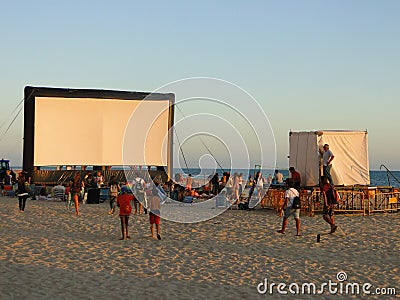 Summer cinema on the beach Editorial Stock Photo