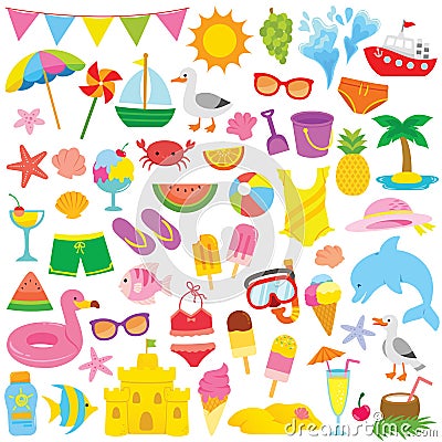 Summer Clipart for kids Vector Illustration