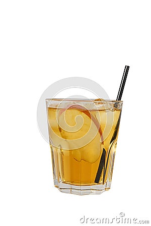 Summer cocktail with apple on isolated white background Stock Photo