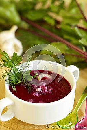 Summer cold beet soup Stock Photo