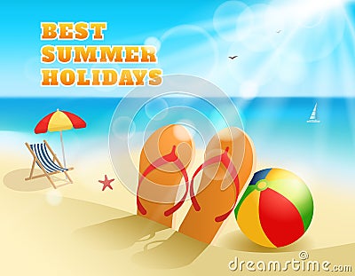 Summer Colored Composition Vector Illustration