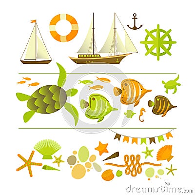 Summer Colored Icons Set Vector Illustration