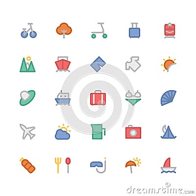 Summer Colored Vector Icons 1 Stock Photo