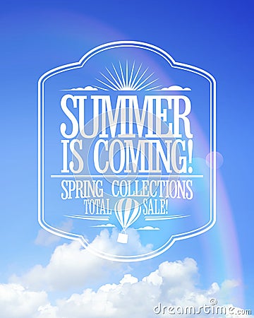 Summer is coming poster, sale spring collections. Vector Illustration